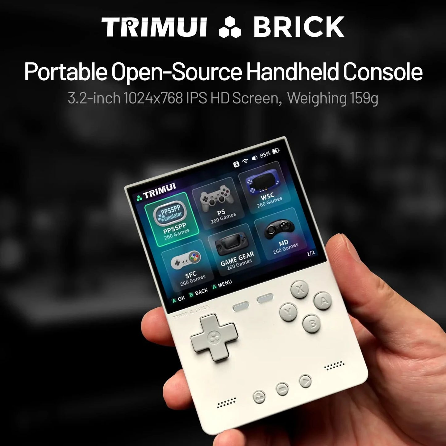 TRIMUI BRICK Handheld-Spielekonsole Tragbarer Retro-Videoplayer Spielekonsole Linux-System 3000mAh Langzeitakku LED Jungen Geschenke