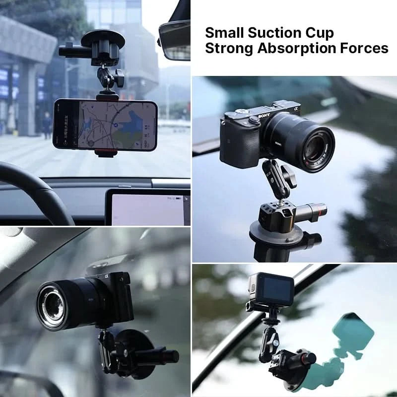 Ulanzi Auto-Handy-Action-Kamerahalterung Handpumpe Saugnapf 360° verstellbar 1/4" für GoPro für Insta360 DJI Action Smartphone