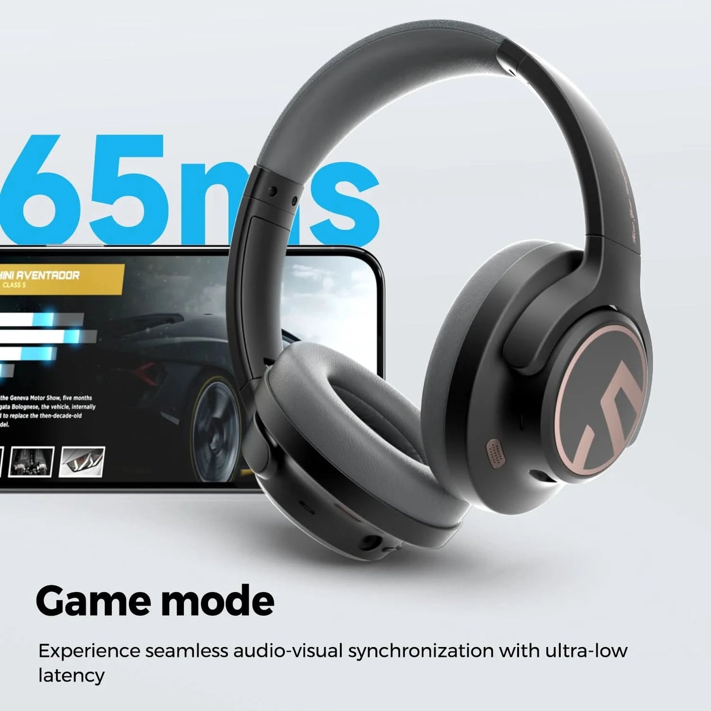 SoundPEATS Space Bluetooth Headphones Hybrid Active Noise Cancelling Wireless Headphone,123H Play,Mic,Multipoint Connection