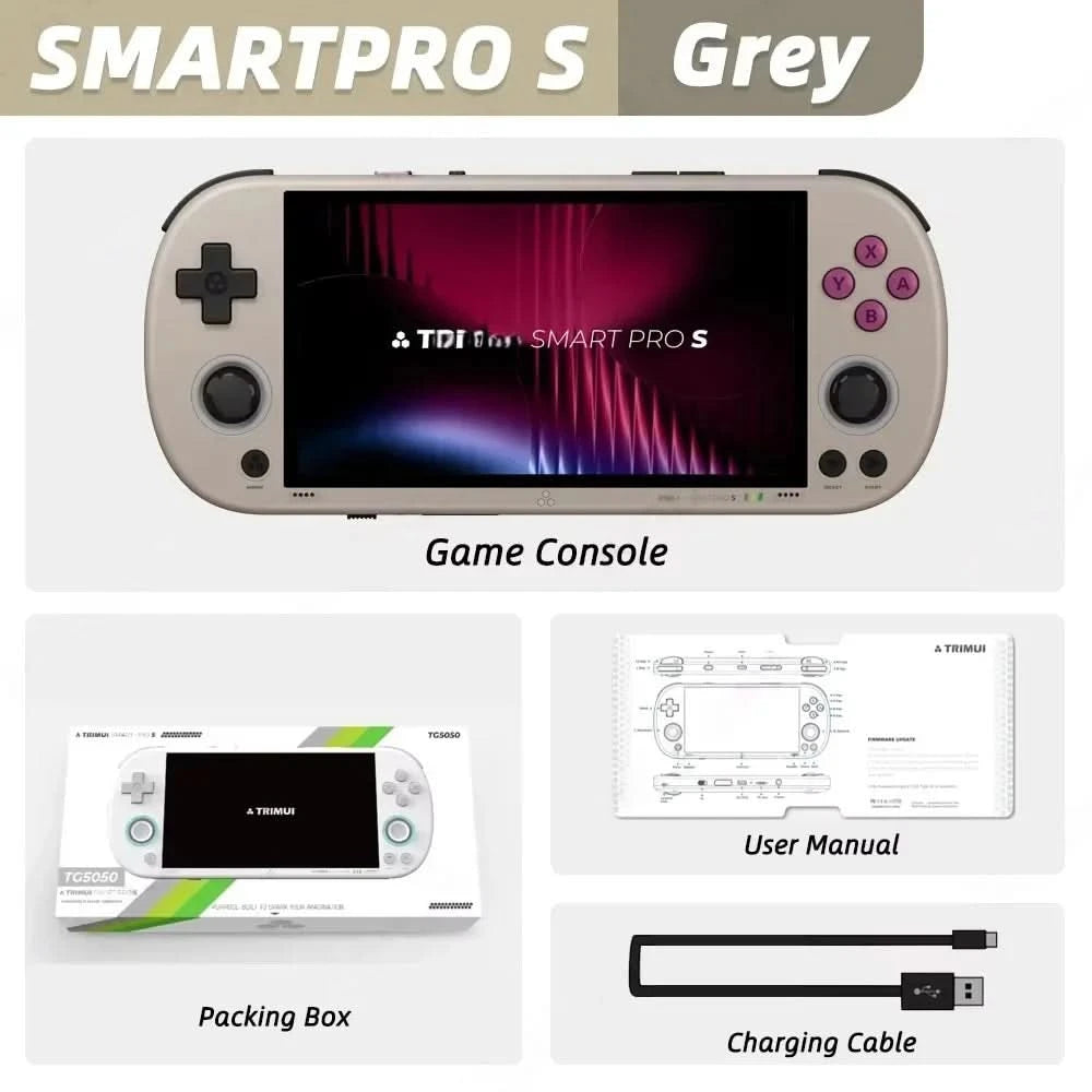 Trimui Smart Pro S Retro Handheld Game Console 4.96'' IPS Screen Linux System Joystick RGB Lighting Video Game Smartpros Gifts