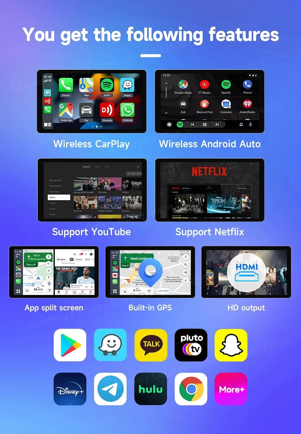 Carlinkit HDMI-Ausgang Auto TV Mate Carplay Qualcomm 6225 8-Core Android Auto Wireless Adapter unterstützt Youtube GPS Split Screen