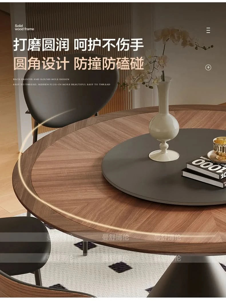 6 People Turntable Dining Table Vintage Legs Metal Design Round Coffee Table House Breakfast Juegos De Comedor Furnitures