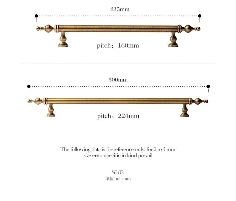 Tinyhob Solid Antique Bronze Pull Brass Cabinet Knobs T Bar Funiture Wardrobe Appliance Handle Long Pull Drawer Handle