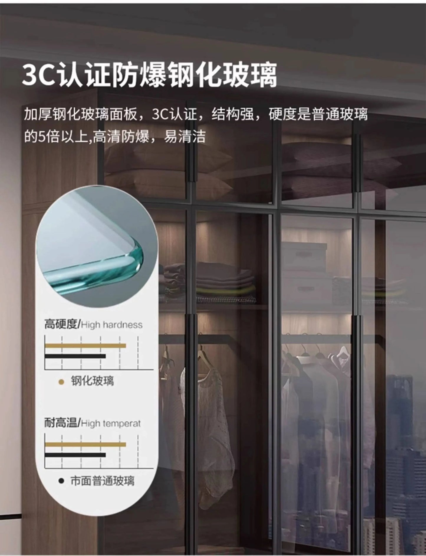 Glass light luxury corner cloakroom wardrobe Double clothes closet cabinets and wardrobes Cabinet dressing clothe home furniture