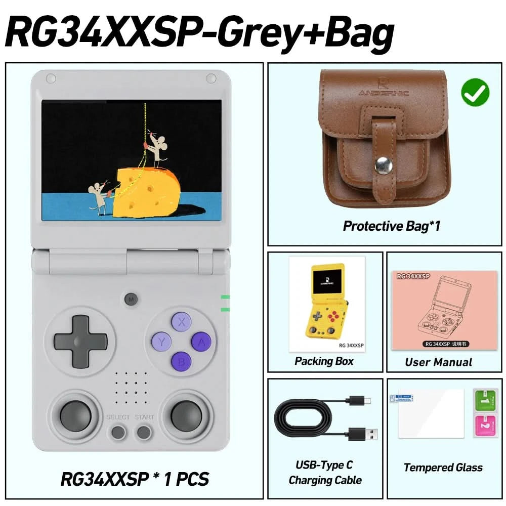 Anbernic RG34XXSP 3.4'' IPS-Bildschirm Flip Handheld-Konsole Linux System HDMI-kompatibler TV-Ausgang 256G PSP 300+ Spiele vorinstalliert