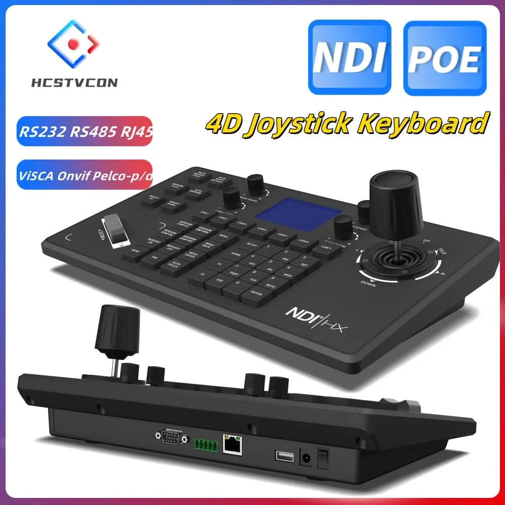 HCSTVCON NDI Joystick-Controller-Tastatur 3D-Controller Videokonferenz Kirchen-Livestreaming PTZ-Kamerasteuerung 255 Voreinstellungen