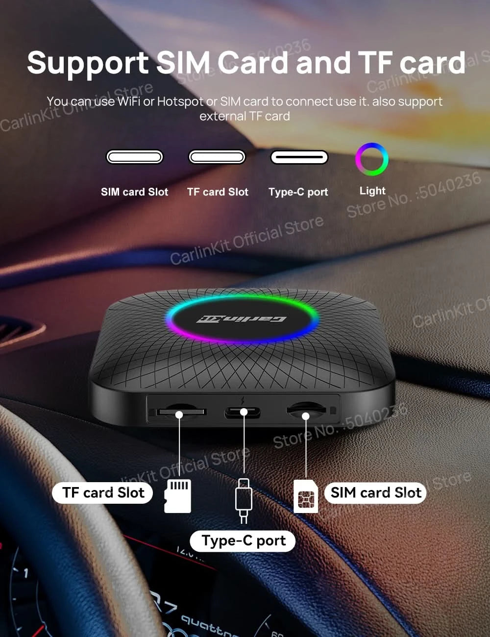 2026 CarlinKit CarPlay AI Box Android 13.0 SM6225 8-Core Android Auto Wireless CarPlay Adapter 2.4+5GGPS 64G 128G FOTA-Upgrade