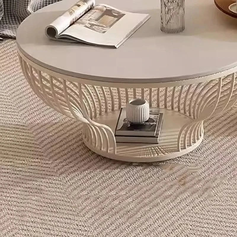 French Glass Top Coffee Table Round Glamour Modern Aesthetic Coffee Table Beauty Nordic Mesa De Centro Living Room Furniture