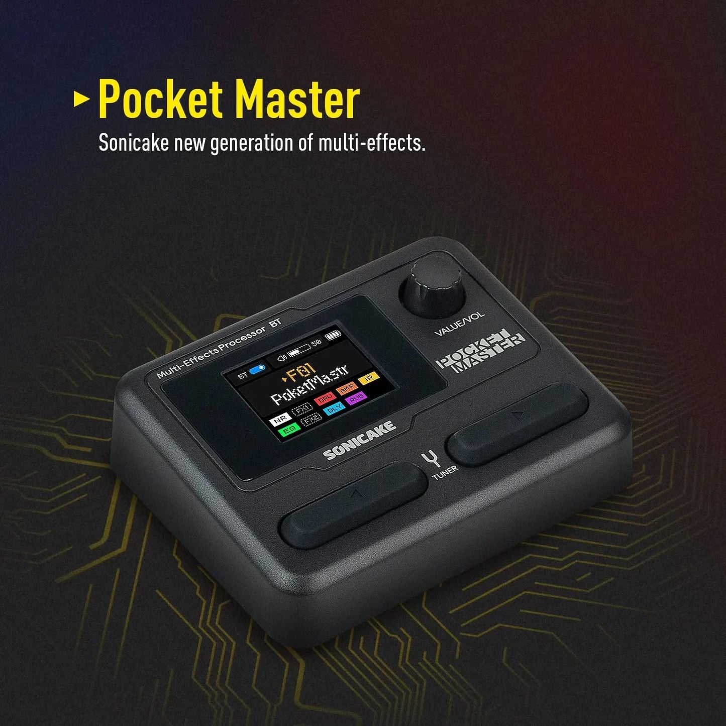 SONICAKE Pocket Master Brasil English Version Guitar Bass Amp 100+ Multi-Effects Pedal APP Control Built-in battery