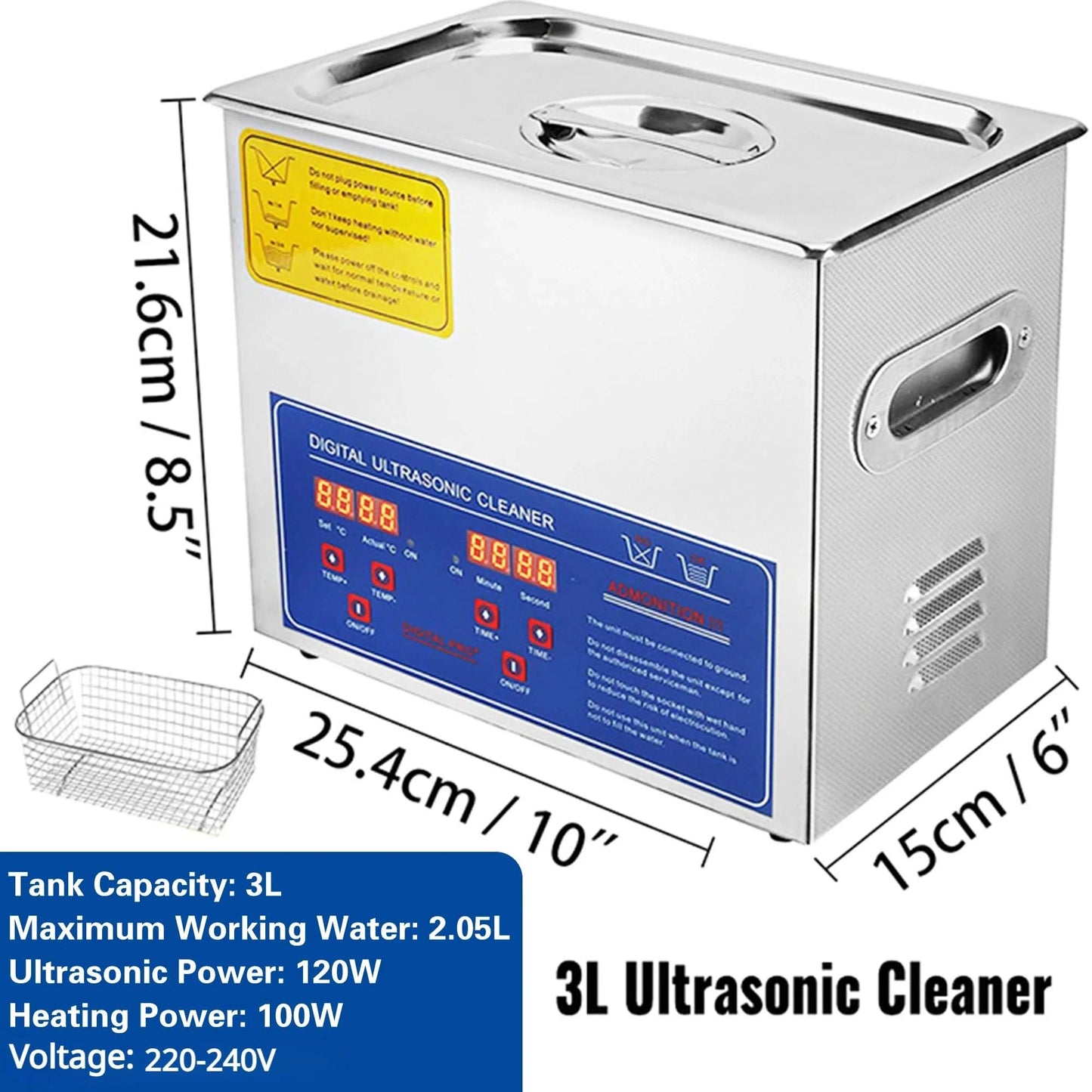 2/3/6/10L/30L Digitaler Ultraschallreiniger mit Heizfunktion 220V 40KHZ Edelstahl Ultraschallreinigungsgerät Haushaltsgerät