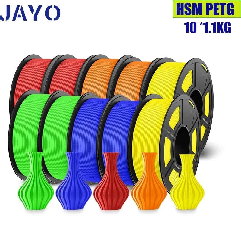 JAYO High Speed Matte PETG Multiple Colors Mixed 10 Rolls Filament 175mm Non-toxic Bubble Free Smooth Suitable for 3D Printi