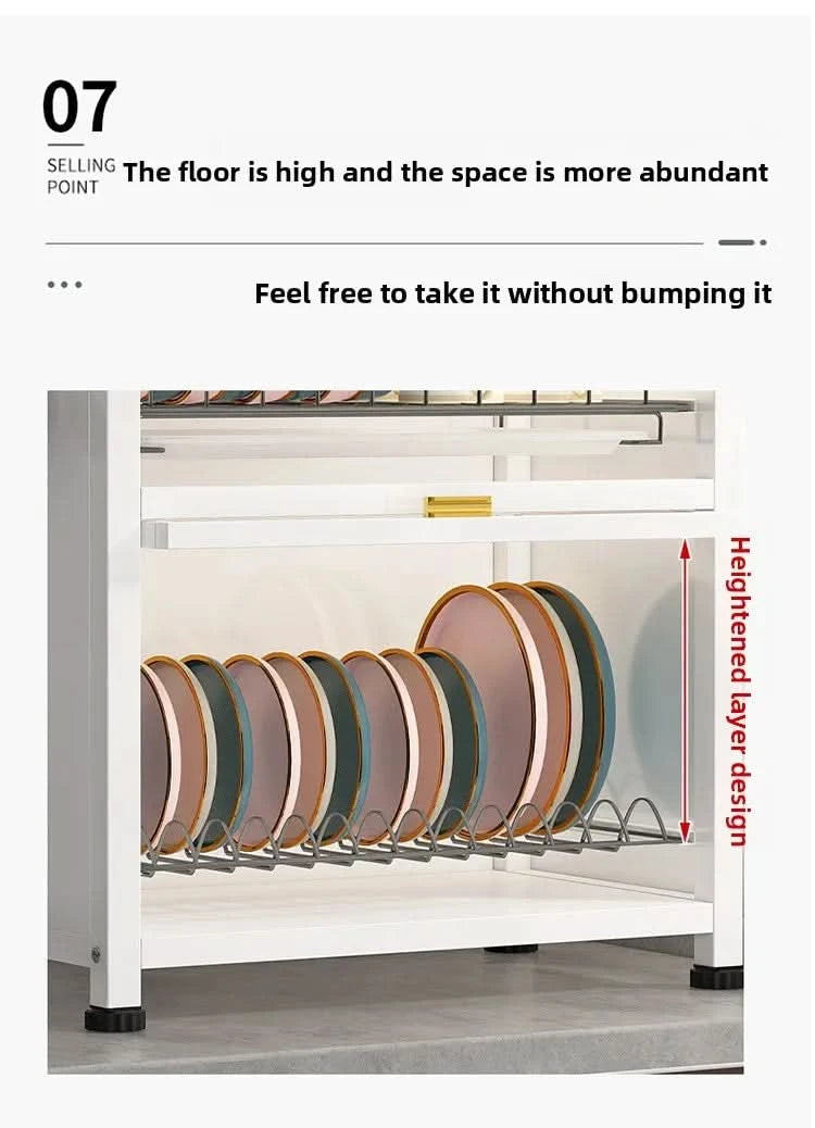 Kitchen cupboard storage box with door, dust-proof bowl rack, countertop, dish storage rack, chopsticks, dishes, drain rack