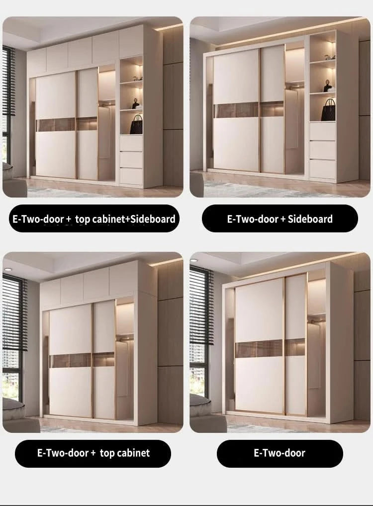 SchiebetürenschrankNordisches modernes Heim-Möbel Schlafzimmer Schreibtisch Kommode in einer Kombination Leichter Luxus-Eckkleiderschrank Möbel