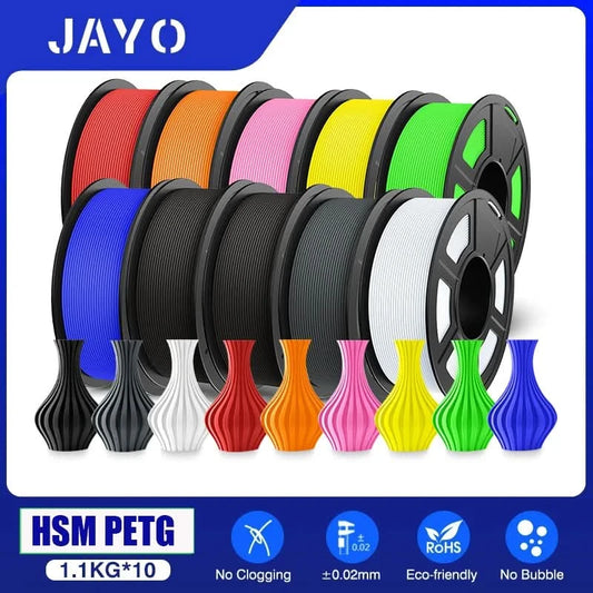 JAYO High Speed Matte PETG Multiple Colors Mixed 10 Rolls Filament 175mm Non-toxic Bubble Free Smooth Suitable for 3D Printi