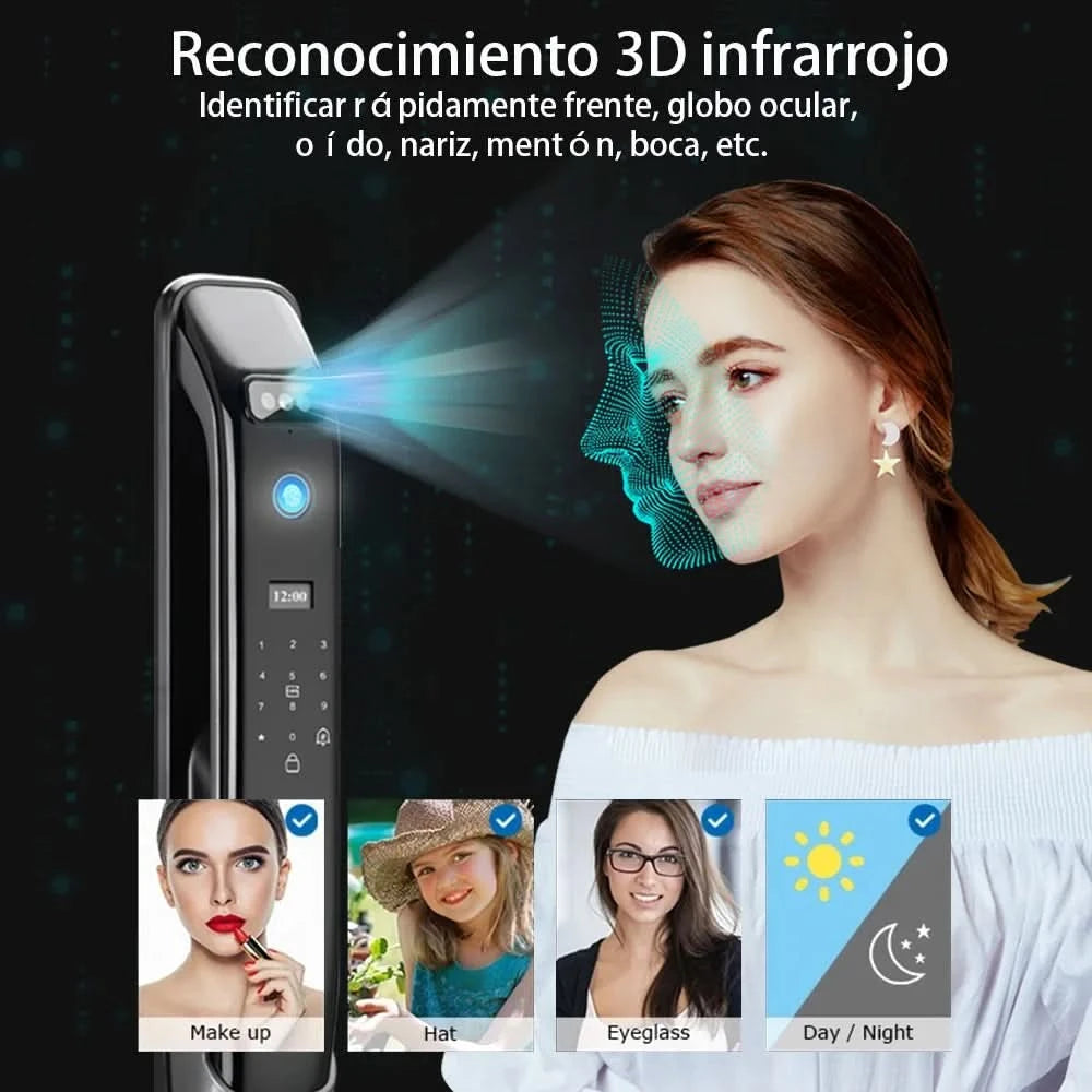 XSDTS Wifi facial Electronic lock biometrics Fingerprint Smart Door Lock Password 3D face recognition Camera Electronic Lock