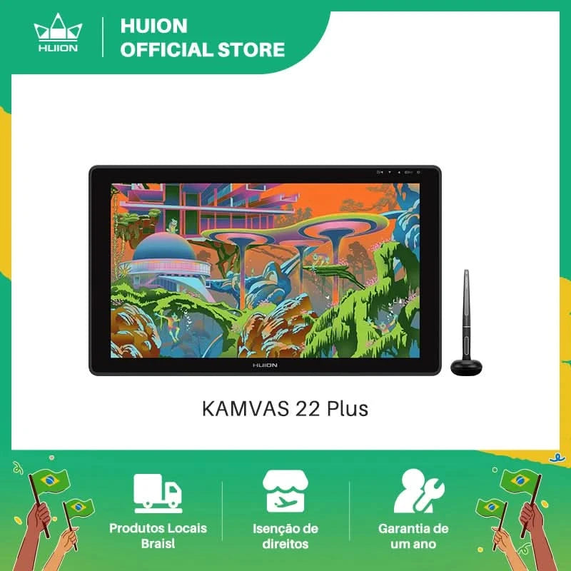 HUION Kamvas 22 Plus Grafiktablett mit Display Digitale Kunst Malen Tablet QD Monitor 21,5 Zoll mit entspiegeltem Ätzglas 140%sRGB