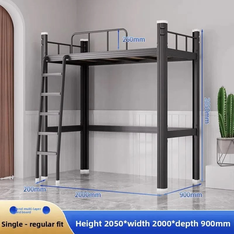 Upper Bed Lower Table Combined Bed College Dormitory Elevated Bed Small Apartment Household Wrought Iron Bed Apartment Bed