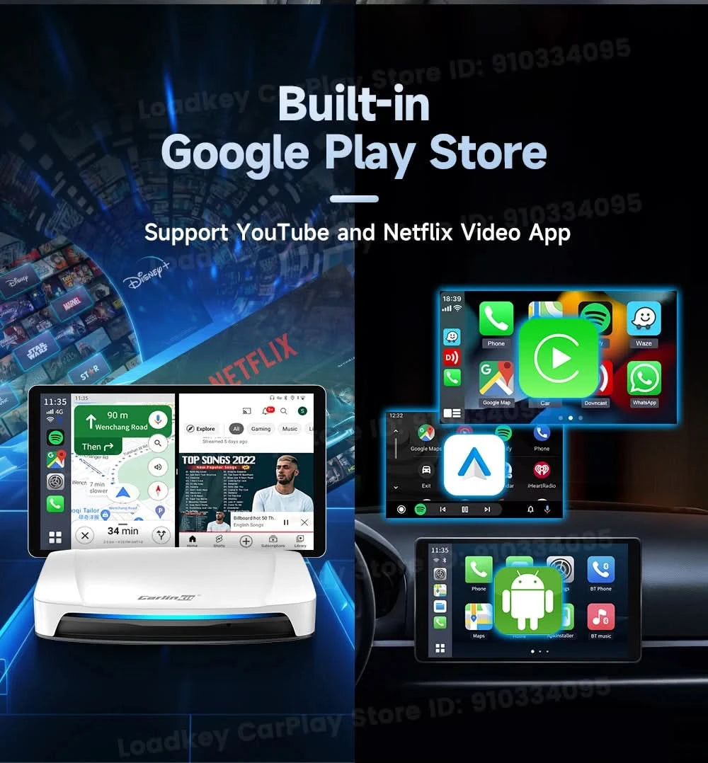 Carlinkit HDMI-Ausgang Auto TV Mate Carplay Qualcomm 6225 8-Core Android Auto Wireless Adapter unterstützt Youtube GPS Split Screen
