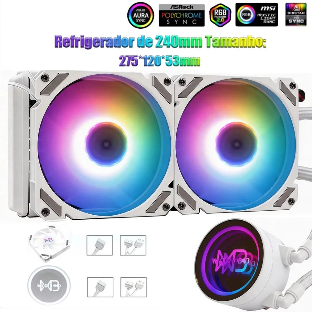 Wovibo Pc Cpu Water Cooler AIO Radiador 240mm 360mm ARGB RGB  Para Intel 115x 1200 1700 2011 X79 X99 AMD AM4 AM5 Ventilador