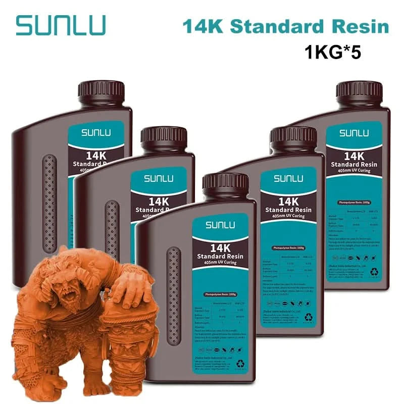 SUNLU 5KG ABS-Like/ Standard / Water-Wash/ 14K High Precision Resin 405nm Rapid UV-Curing Photopolymer Resin 1KG/Bottle