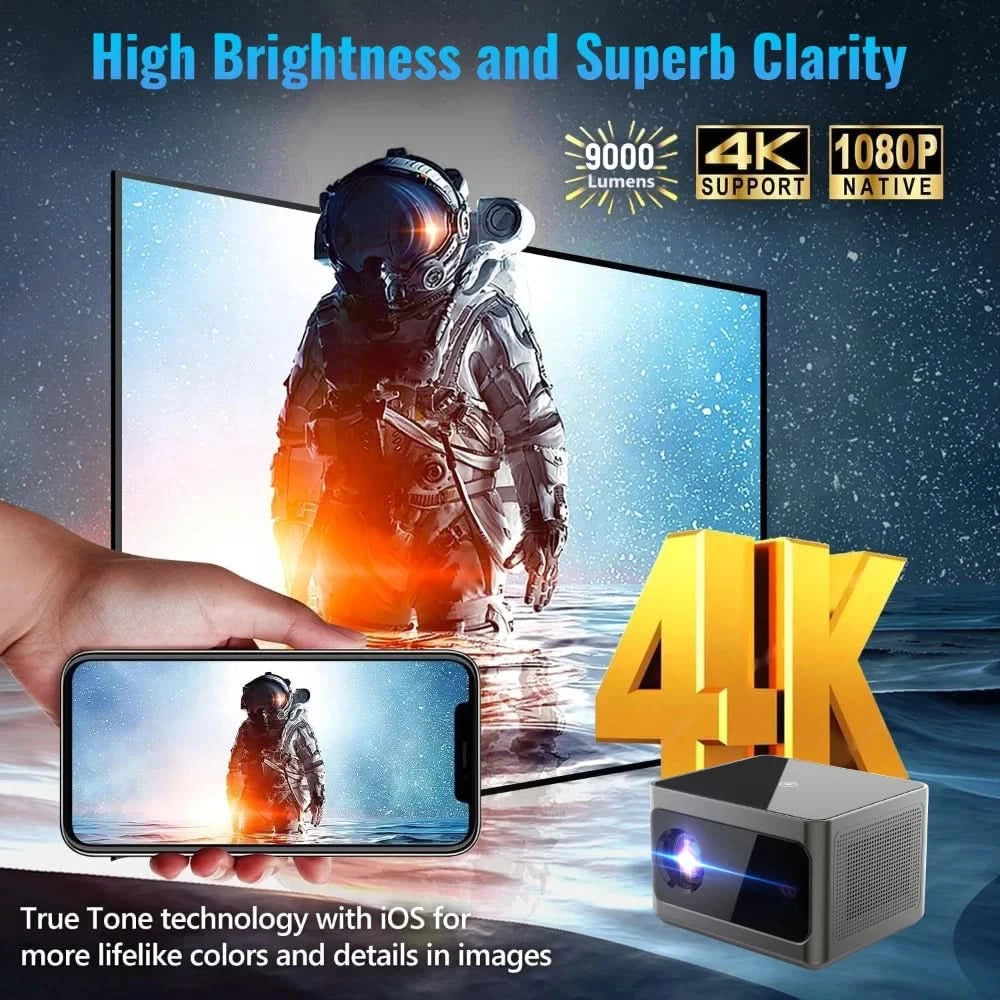 WZATCO A9 300inch 1080P Fully Automatic 4K HDR Auto focus Android 32GB Wifi Smart RJ45 LED Projector LCD Proyector Home Beamer