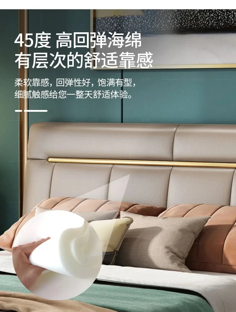 Modern bedroom  minimalist bed bedroom double bed1.8M master bedroom high box marriage bed leather art soft bed