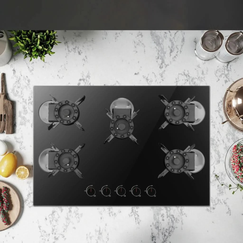 Professional Table Top Smart 5 Burner Built-in Tempered Glass Gas Stoves for Home Kitchens