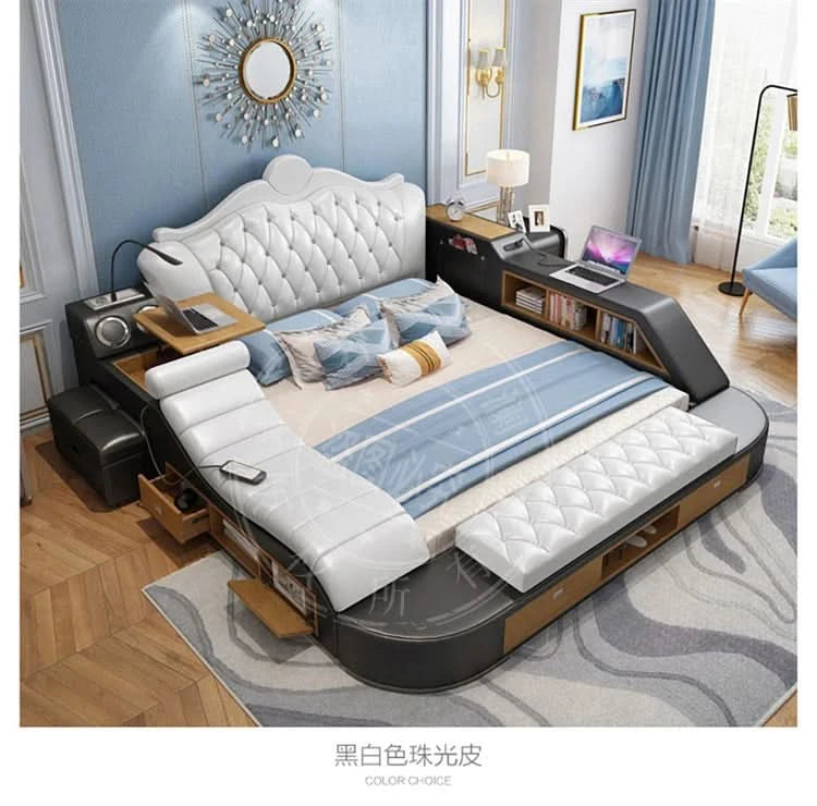 Headboard Storage Double Bed Queen Drawers King Size Smart Bed Luxury Princess Modern Letto Matrimoniale Bedroom Furniture