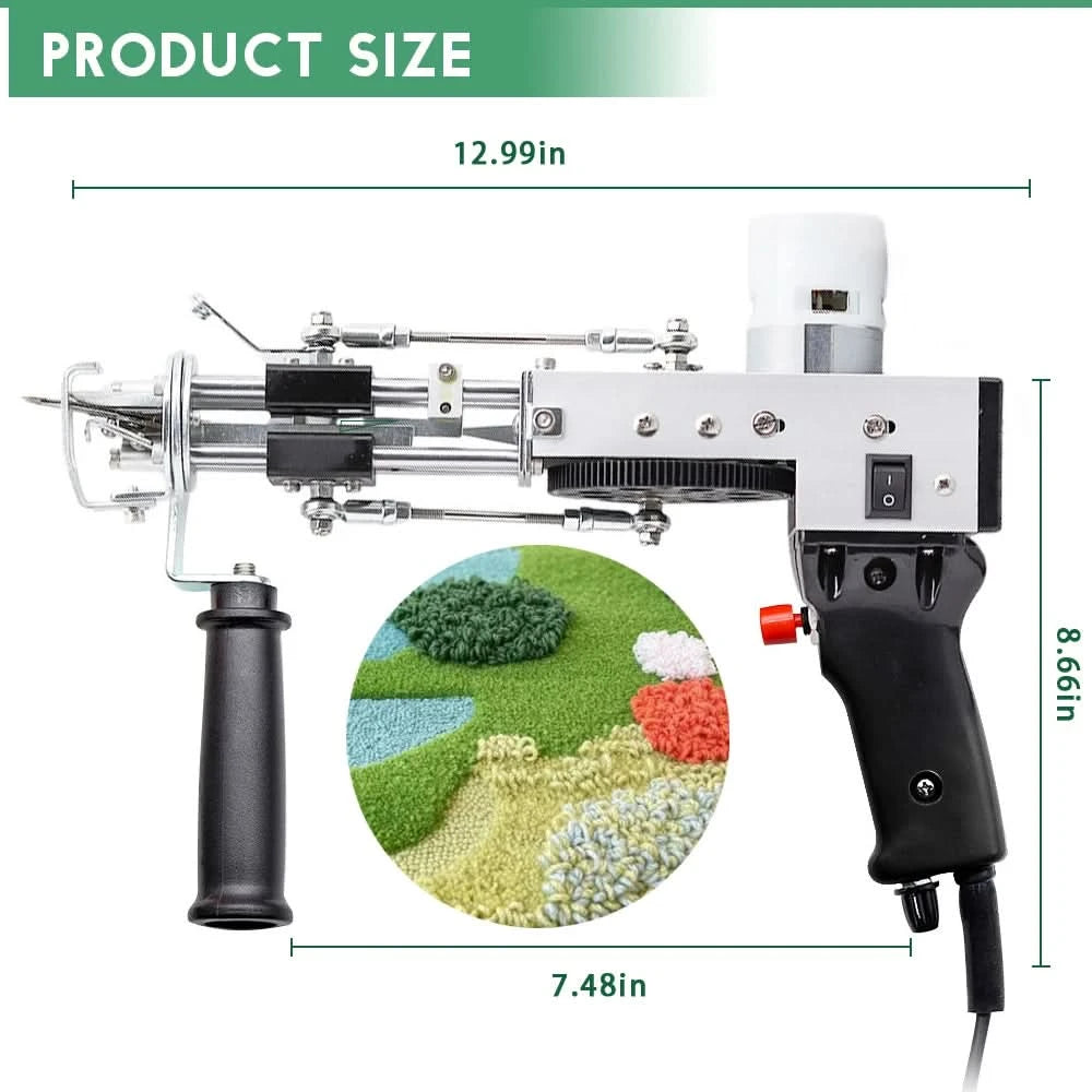 2-in-1-Tufting-Gun-Set, elektrische Tufting-Pistole, 7–21 mm Tufting-Pistole, mit Wollgarn und Tufting-Gewebe, Trimmer für Anfänger