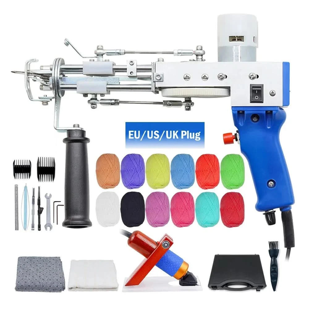 2-in-1-Tufting-Gun-Set, elektrische Tufting-Pistole, 7–21 mm Tufting-Pistole, mit Wollgarn und Tufting-Gewebe, Trimmer für Anfänger