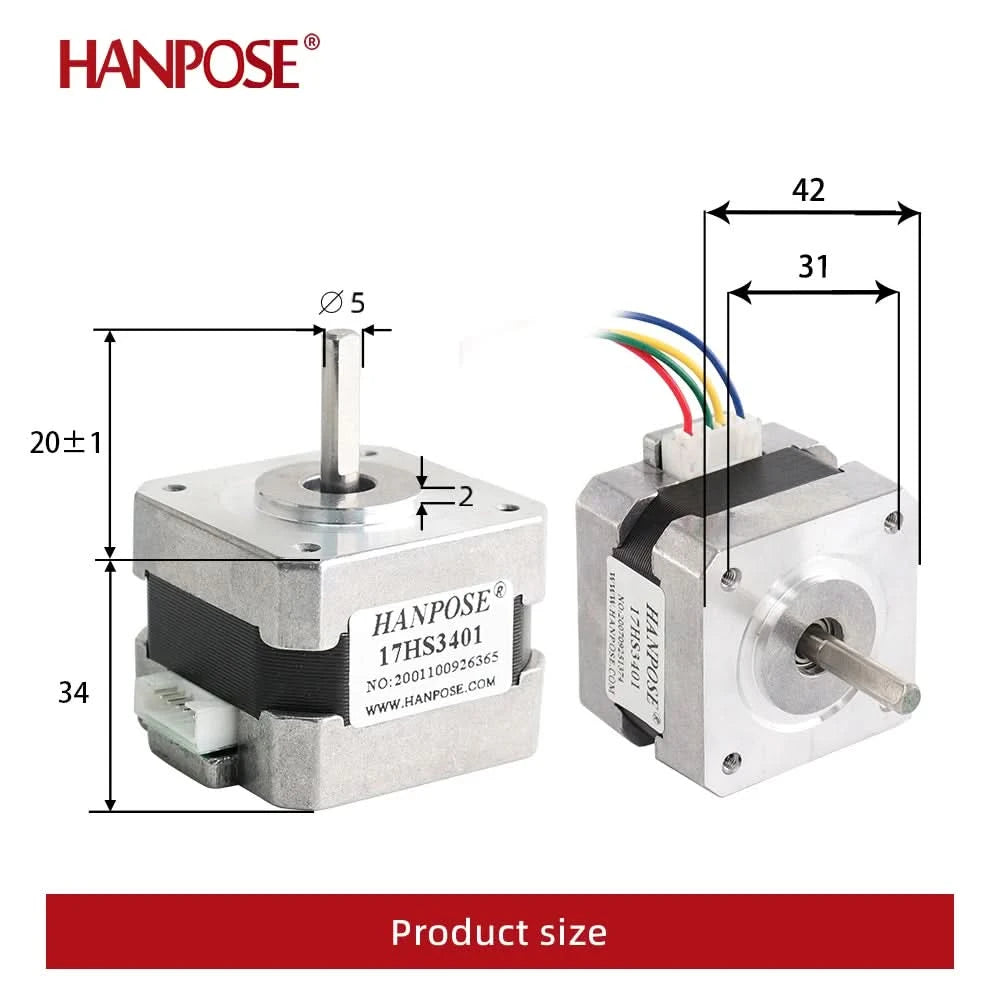 HANPOSE Nema17 Schrittmotor, Drehmoment 78 oz-in (52 N-cm), Strom 1,8 A. Modelle 17HS8401 17HS 2408 17HS3401S 17HS4401S 17HS6401S