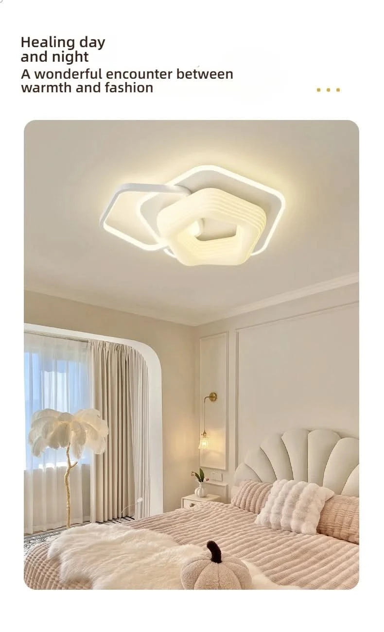 Bedroom light creamy style warm romantic children's room full spectrum eye protection designer's creative flower ceiling light
