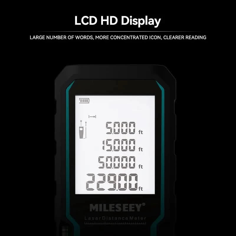 Mileseey S6 Laser-Entfernungsmesser 40m/120m, Entfernungsmesser mit Libelle, LCD-Display mit Hintergrundbeleuchtung, Messwerkzeuge für Zuhause
