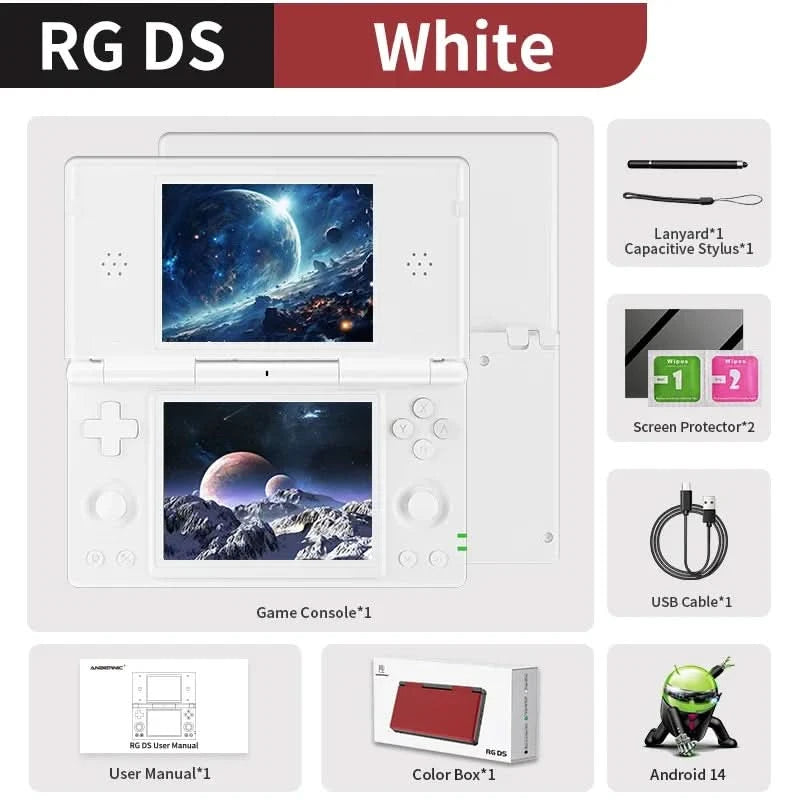 Anbernic RG DS Retro Handheld Game Console Flip Video Games Player 4" IPS Dual Screen Android14 4000mAh Supports RixelHK PSP PS2