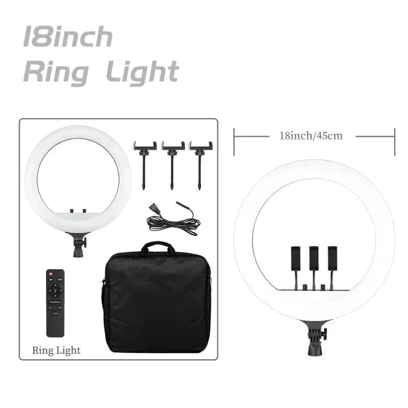 SH 45cm 18 Zoll Ringlicht mit Stativ USB-Lade-Selfie-LED-Lampe Dimmbares Fotolicht für Fotografie Studio