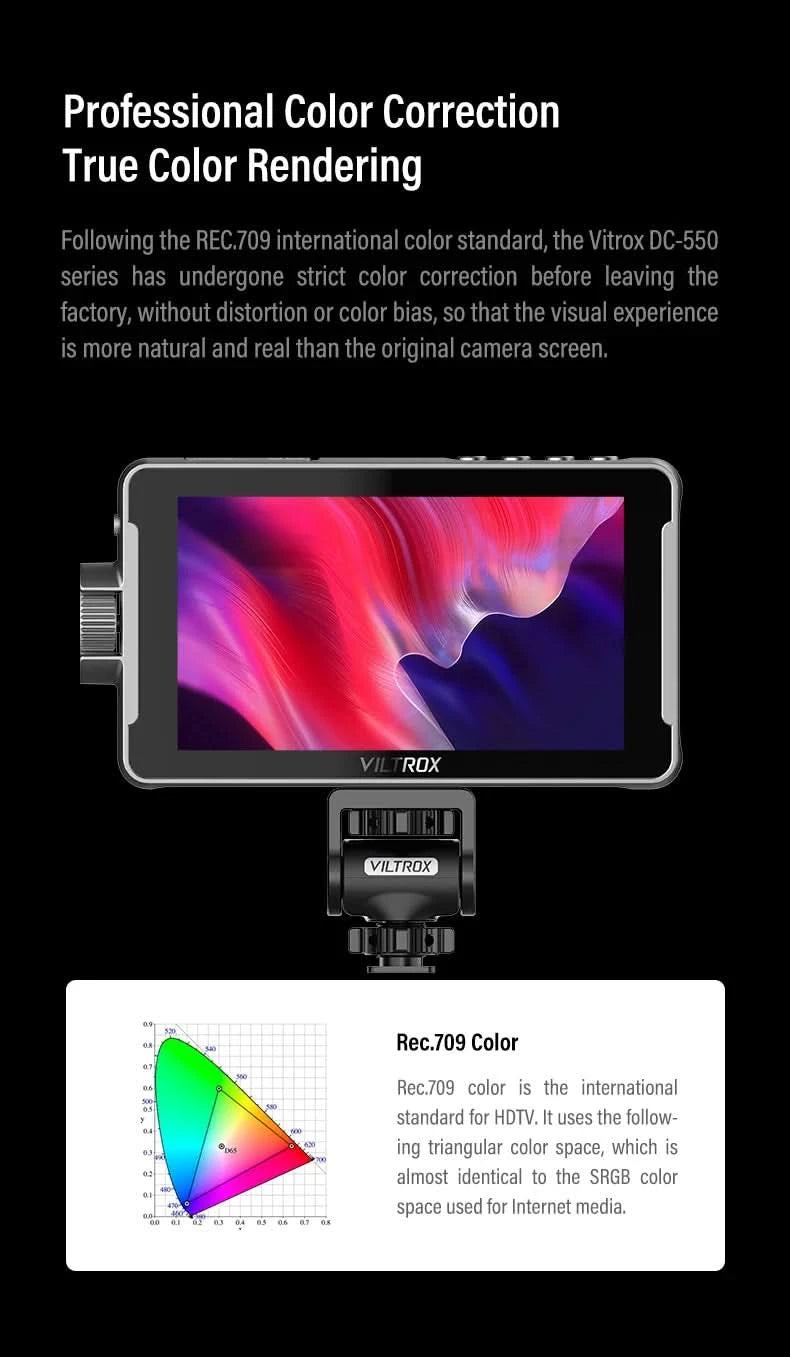 VILTROX DC-550 5,5 Zoll Professioneller Kamerastudio-Monitor 4K 30Hz HDMI Touchscreen Feld 3D LUT Director Monitor 1920x1080