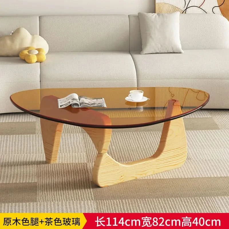 Modern simple creative round coffee table household small apartment living room tempered glass coffee table Internet celebrity