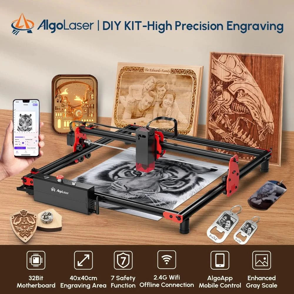AlgoLaser DIY KIT Leistungsstarker Holzlaser-Gravur-Cutter WLAN Offline-Steuerung CNC Metall Glas Logo Druck Graviermaschine Ortur