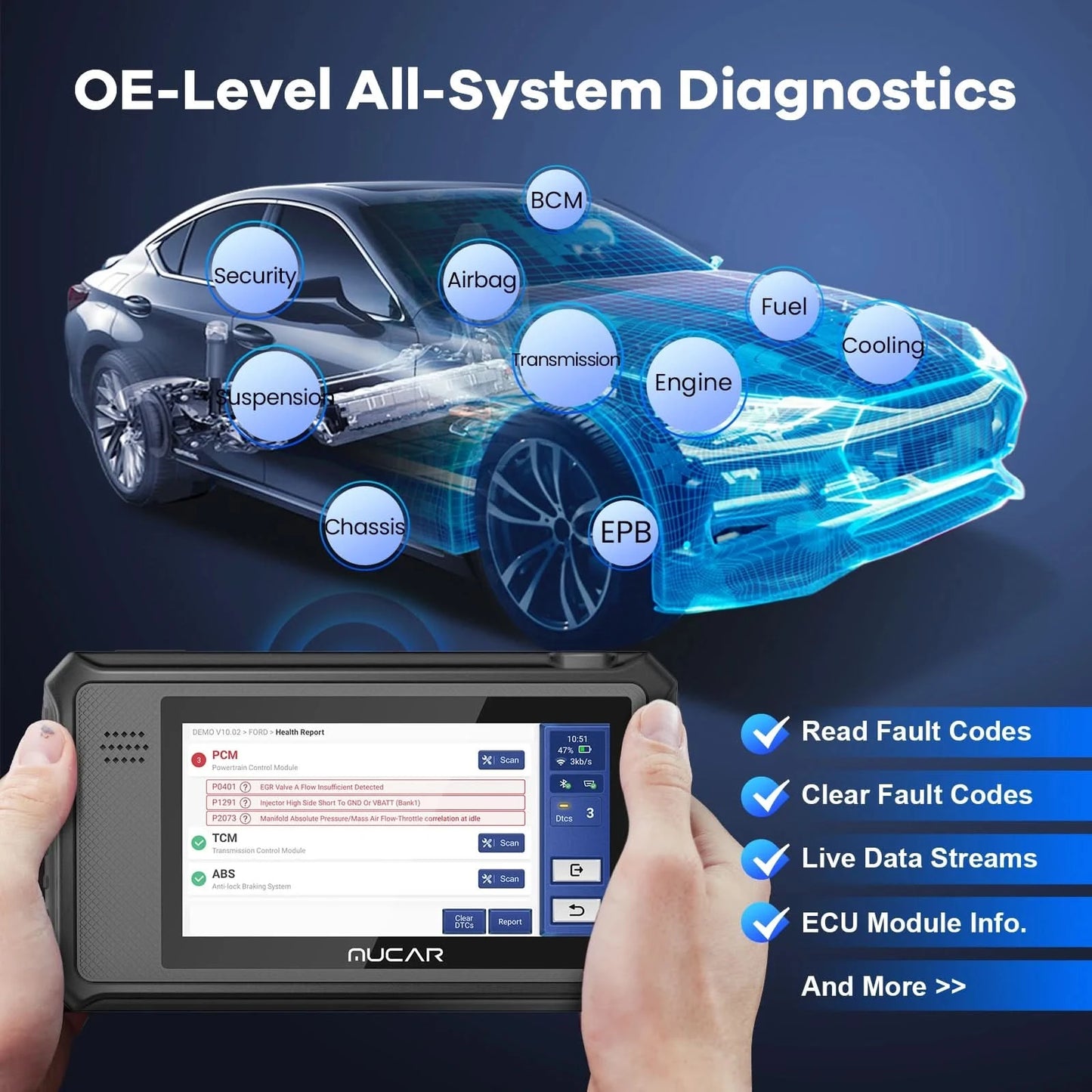 MUCAR VO6 OBD2 car Diagnostic tool full system auto scanner code reader ABS Engine 28 resets oil scan tools lifetime free update