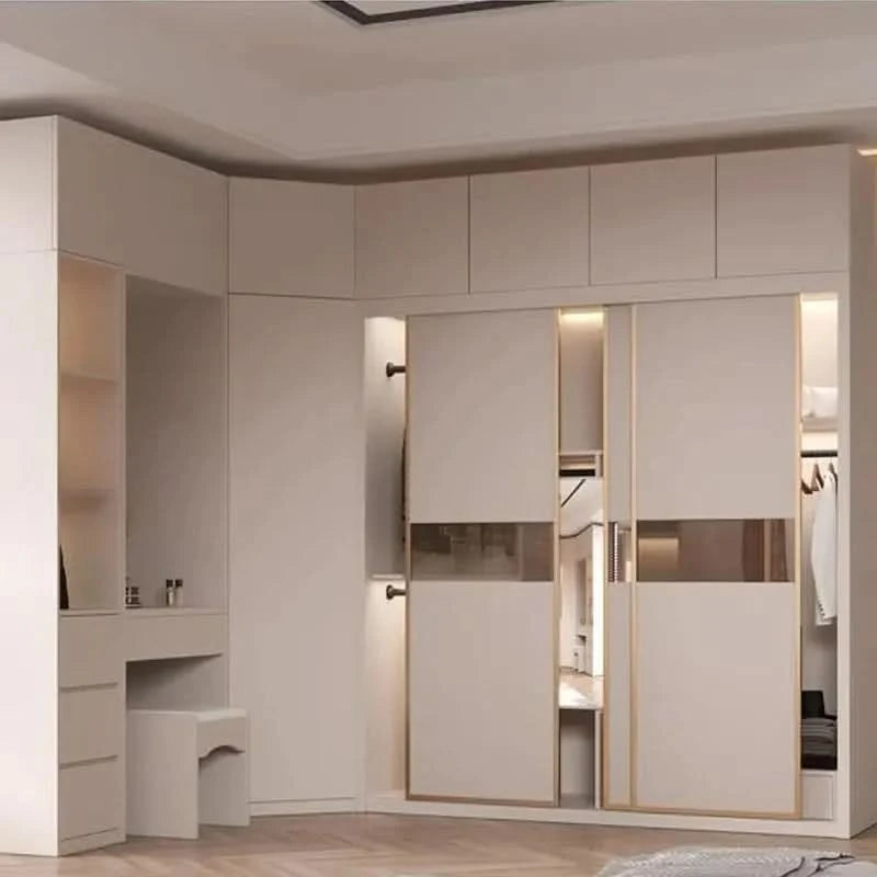 SchiebetürenschrankNordisches modernes Heim-Möbel Schlafzimmer Schreibtisch Kommode in einer Kombination Leichter Luxus-Eckkleiderschrank Möbel