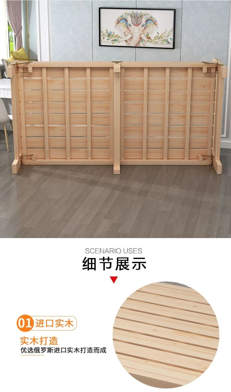 Folded bed, single bed rental room, solid wood bed, hard board bed, small bed, does not take up much space, bed