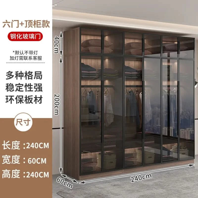 Glass light luxury corner cloakroom wardrobe Double clothes closet cabinets and wardrobes Cabinet dressing clothe home furniture