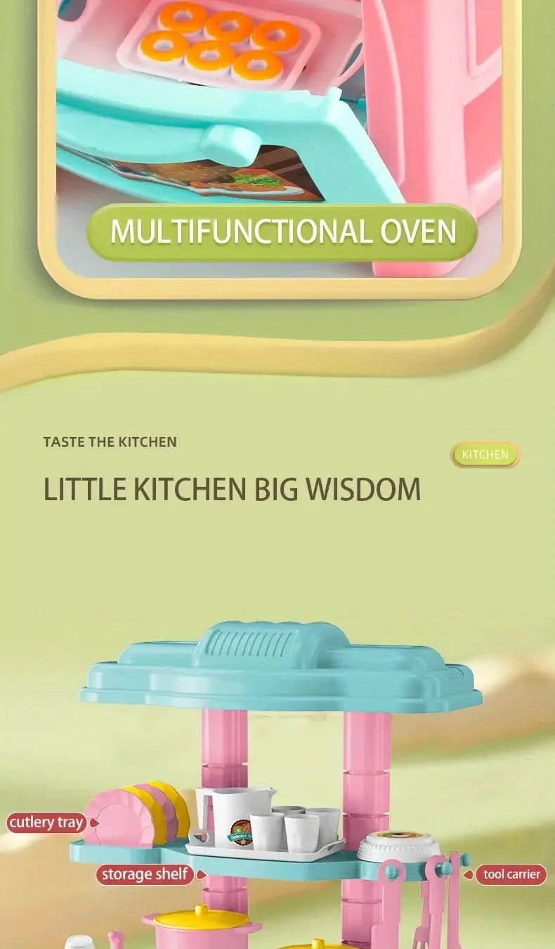 Mini Kitchen Counter Play Set DIY Simulated Cooking Food Tableware Play House Role Play Pretend Game Toy Gift Kid Boy Children
