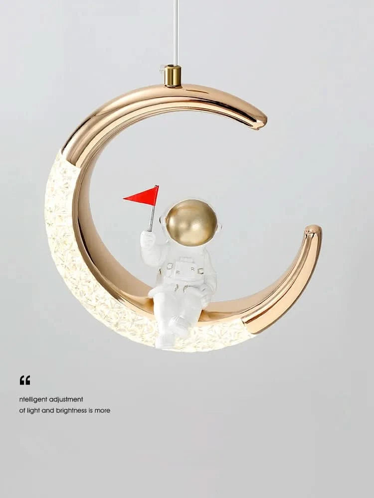 Children's Room Bedside Chandelier Modern Minimalist Light Luxury Cartoon Boy Girl Bedroom Moon Lamp Astronaut Small Chandelier