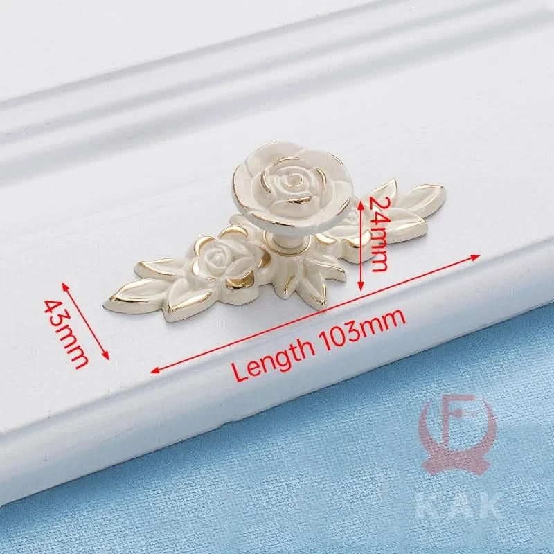 KAK Zinc Aolly Ivory White Cabinet Handles Kitchen Cupboard Door Pulls Drawer Knobs European Fashion Furniture Handle Hardware
