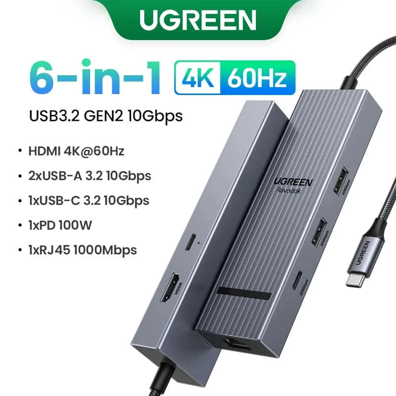 UGREEN Dual HDMI USB-C HUB 8K 4K HDMI Adapter 10-in-1 Splitter mit RJ45 USB3.0 PD 100W Dock für MacBook Pro Air Laptop USB HUB