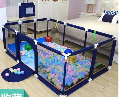 IMBABY Großer Kinderlaufstall für Kinder, Baby-Laufgitter, Cartoon-Laufgitter, Basketball-Aktivitätszaun