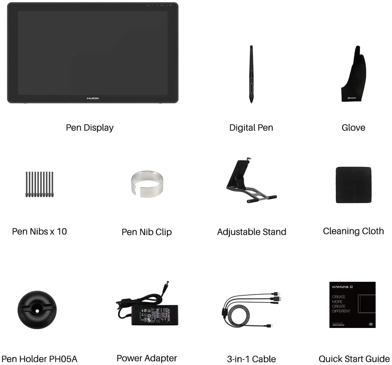 HUION Kamvas 22 Grafiktablett Stift-Display 21,5 Zoll blendfreier Bildschirm 120% sRGB Windows Mac und Android Gerät