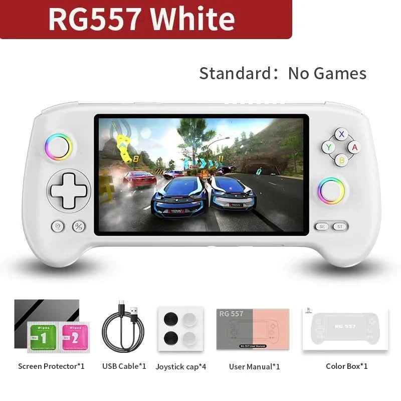 ANBERNIC RG557 Handheld-Spielekonsole 5,48'' AMOLED Android14 5500 mAh Bluetooth 5.3 PS2 Tragbarer Videospiel-Player Dimensity 8300