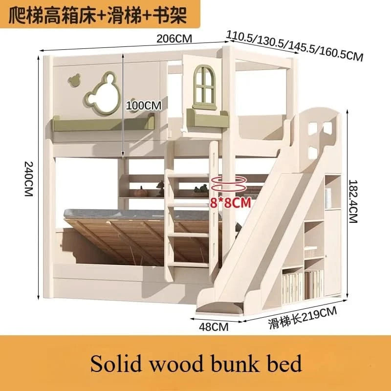 Solid wood upper and lower high and low bunk beds Double bed 2 people bunk beds for kids bed with mattress bedroom furniture